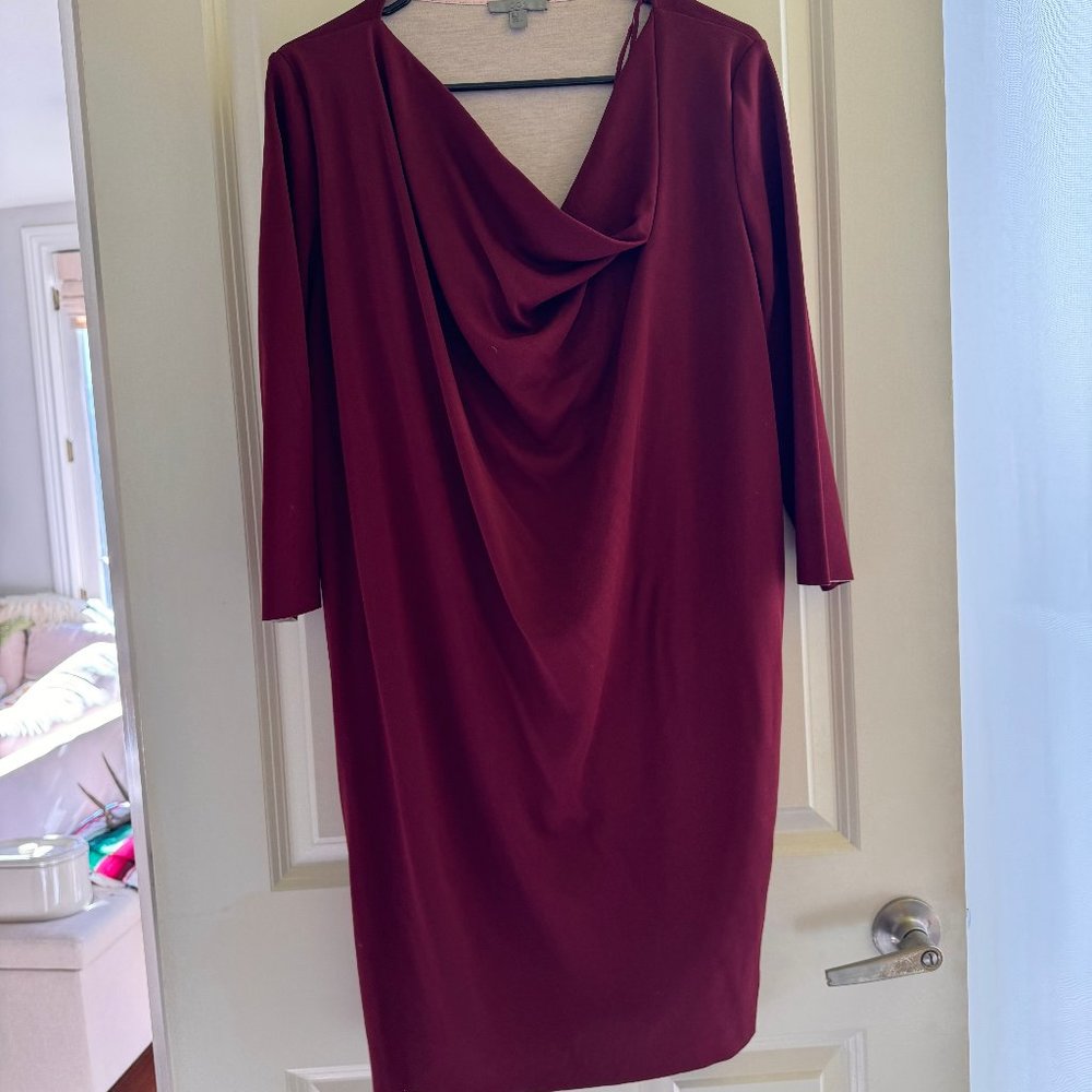 COS Burgundy Cowl Neck Draped Dress